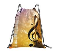 POCUK Sac à dos avec cordon de serrage pour piano violon notes de musique sac à dos portable simple décontracté voyage plage école