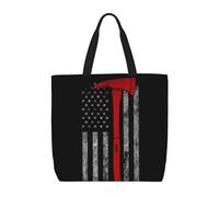 POCUK Sac de rangement fourre-tout multi-usage avec drapeau rouge et hache de pompier