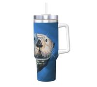 POCUK Sea Otter Gobelet isotherme réutilisable avec poignée pour boissons froides et chaudes 1,2 l