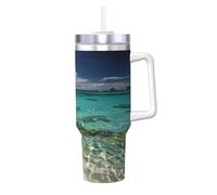 POCUK Summer Sea Ice Bully Gobelet isotherme réutilisable avec poignée pour boissons froides et chaudes 1 200 ml
