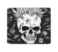 POCUK Tapis de souris blanc punk tête de mort tapis de bureau tapis d'écriture tapis de souris de jeu avec bord de verrouillage
