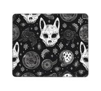POCUK Tapis de souris gothique motif tête de mort chat lune tapis de bureau tapis d'écriture avec bord de verrouillage Tapis de souris de jeu