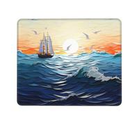 POCUK Tapis de souris marin avec vagues de l'océan et oiseaux - Tapis de bureau - Tapis d'écriture avec bord de verrouillage - Tapis de souris de jeu