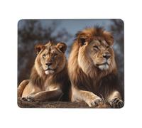 POCUK Tapis de souris motif deux lions - Tapis de bureau - Tapis d'écriture avec bord de verrouillage - Tapis de souris de jeu