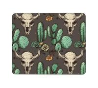 POCUK Tapis de souris motif tête de mort de taureau et cactus mignon - Tapis de bureau avec bord de verrouillage