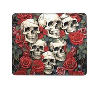 POCUK Tapis de souris motif tête de mort et roses - Tapis de bureau - Tapis d'écriture avec bord de verrouillage