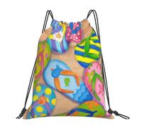 POCUK Tongs amusantes avec cordon de serrage - Sac à dos d'extérieur portable simple et décontracté - Pour voyage, plage, école