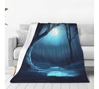 POCUK Trees In The Night Forest Couverture en flanelle ultra douce (style vertical) confortable et chaude pour décoration d'intérieur
