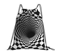 POCUK Visual Illusions Sac à dos avec cordon de serrage Sac à dos portable simple décontracté voyage plage école