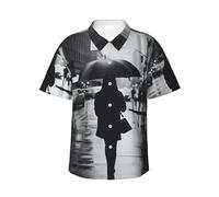 POCUK Walk in The Rain Chemise hawaïenne à manches courtes pour homme - Pour l'été - Pour le quotidien, la plage et l'extérieur, Noir , S