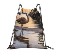 POCUK Wild Goose By The Bridge Sac à dos avec cordon de serrage Sac à dos portable simple décontracté voyage plage école
