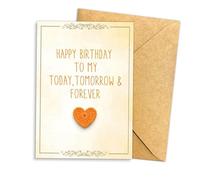Podagree Carte d'anniversaire 13,5 x 20,3 cm avec inscription « Happy Birthday To My Today Tomorrow Forever » romantique avec enveloppe