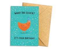 Podagree Carte d'anniversaire amusante avec motif de poule et inscription « What the Cluck It's Your Birthday » - Carte d'anniversaire humoristique sur le thème de la ferme pour amis et enfants