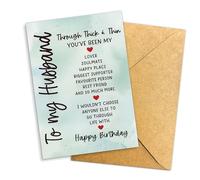 Podagree Carte d'anniversaire pour mari - Design sincère « Through Thick & Thin », parfaite pour l'anniversaire de votre mari, la fête des pères, la fête des pères, la carte d'anniversaire pour mari