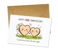 Podagree Carte de 5e anniversaire de mariage pour mari, épouse, carte d'anniversaire de 5 ans, cadeau pour lui, elle, carte d'anniversaire de mariage pour homme et femme, Happy Wood Anniversary
