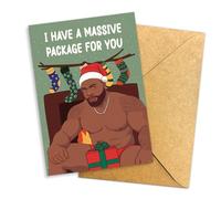 Podagree Carte de Noël amusante et coquine pour adultes, « I Have a Massive Package for You » (13,5 x 20,3 cm) - Cadeau de Noël hilarant et sexy (Christmas 24)