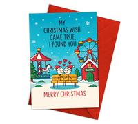 Podagree Carte de Noël romantique pour petit ami ou petite amie, My Christmas Wish Came True I Found You, jolie carte de vœux de vacances pour couples, carte de Noël festive simple 13 x 20 cm avec