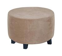 PODAY Housse de Pouf Ronde Extensible en Velours, Housse de Rangement Pliante Ronde pour Tabouret, Protection de Repose-Pieds avec Bande élastique inférieure 60-75cm Taupe