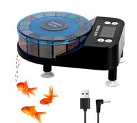 Podazz Distributeur automatique de nourriture pour poissons - Distributeur automatique de nourriture pour aquarium - Minuteur rechargeable avec écran LCD, 15 alimentations automatiques avec design