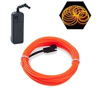 Podazz Flexible EL Fil Tube Néon Light Avec Contrôleur 3 Modes LED Lumière De Voiture Dance Partie De Mariage Bar intérieur et extérieur Décor (Orange, 16,5 Pi)