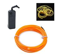 Podazz Flexible EL Fil Tube Néon Light Avec Contrôleur 3 Modes LED Lumière De Voiture Dance Partie De Mariage Bar intérieur et extérieur Décor (Jaune, 9 Pi)