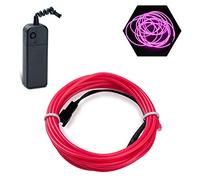 Podazz Flexible EL Fil Tube Néon Light Avec Contrôleur 3 Modes LED Lumière De Voiture Dance Partie De Mariage Bar intérieur et extérieur Décor (Rose, 16,5 Pi)