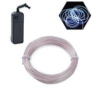 Podazz Flexible EL Fil Tube Néon Light Avec Contrôleur 3 Modes LED Lumière De Voiture Dance Partie De Mariage Bar intérieur et extérieur Décor (Blanc, 16,5 Pi)
