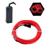 Podazz Flexible EL Fil Tube Néon Light Avec Contrôleur 3 Modes LED Lumière De Voiture Dance Partie De Mariage Bar intérieur et extérieur Décor (Rouge, 9 Pi)