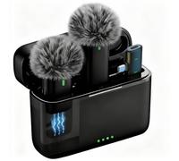 Podazz Micro Cravate sans Fil USB-C pour iPhone 15/16/17 et Android, Kit 2 Micros Lavalier avec Boîtier de Charge, Réduction de Bruit DSP, Plug and Play, pour Vidéo, Vlog, Interview, Streaming