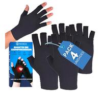 Podcase Lot de 4 Gants de Compression pour Arthrose Femme Et Homme - Gants Anti-arthrite Sans Doigts Pour Les Mains - Réduit L’inflammation - Idéal Pour Le Travail Et Le Gaming (L)