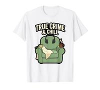 Podcast d'enquête sur Les scènes de Crime et de Froid True Crime & Chill T-Shirt Graphique avec Valeur, Homme, Blanc, S