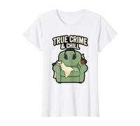 Podcast d'enquête sur Les scènes de Crime et de Froid True Crime & Chill T-Shirt Graphique avec Valeur, Femme, Blanc, S