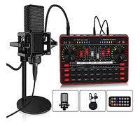 Podcast Kit Complet, Carte son Microphone Audio USB casque Webdiffusion en direct carte son Interface carte son Usb externe for chanter(G3 With L9 Black)