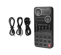 Podcast Kit Complet, Changeur de voix Mini ensemble de cartes son Portable Multi effets vocaux carte son externe for téléphone PC diffusion en direct(No Mic Earphone)