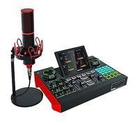 Podcast Kit Complet, Interface audio USB Podcast Equipment Bundle Mixer & Vocal Effects, G10 Sound Card Board Voice Changer, DJ Mixer for Live Stream