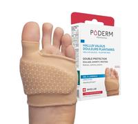 PODERM - HALLUX VALGUS/DOULEURS PLANTAIRES DOUBLE PROTECTION GEL ARNICA BREVETÉ - Orthèse Pied - Amortit/Soulage immédiatement la douleur - Anti callosité - Actifs 100% Naturels - Swiss Lab