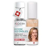 PODERM Mycose des Ongles 2-en-1 + Vernis à Ongles Or Brilliant - Antifongique, Répare & Camoufle les Ongles Jaunis, pour des Ongles Visiblement Plus Sains | Développé par une Podologue | Swiss Made