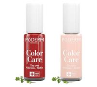 PODERM MYCOSE ONGLES | 2 Vernis TEA TREE | Rouge Allure & Rose Poudrée | Prévention & Traitement des Ongles Jaunes/Abîmés par MYCOSE | SOIGNE & COLORE | Soin professionnel pied/main | Swiss Made