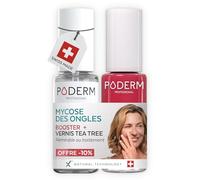 PODERM Mycose Ongles Booster + Vernis à Ongles Rouge Rose | Accélère la guérison des mycoses | Renforce, Répare et camoufle les ongles jaunes et abîmés | Créé par un podologue - Swiss Made