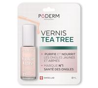 PODERM - Mycose Ongles - Vernis Couleur Tea Tree | Prévention & Traitement des Ongles Jaunes/Abîmés par Mycose | Cadeau Fete des Meres | Soigne & Colore - Formule Unique | Swiss Made | Rose Poudrée