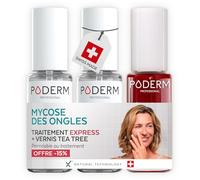 PODERM Pack Duo + Vernis à Ongles Rouge Allure | Traitement Complet contre la Mycose Difficile à Traiter | Renforce, Répare & Camoufle les Ongles Jaunes et Abîmés | Créé par un Podologue | Swiss Made