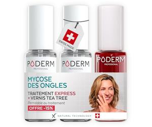 PODERM Pack Duo + Vernis à Ongles Rouge Allure | Traitement Complet contre la Mycose Difficile à Traiter | Renforce, Répare & Camoufle les Ongles Jaunes et Abîmés | Créé par un Podologue | Swiss Made