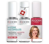 PODERM Pack Duo + Vernis à Ongles Rouge Rose | Traitement Complet contre la Mycose Difficile à Traiter | Renforce, Répare & Camoufle les Ongles Jaunes et Abîmés | Créé par un Podologue | Swiss Made