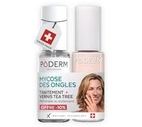PODERM Sérum Mycose des Ongles + Vernis à Ongles Rose Poudrée - Antifongique, Répare & Camoufle les Ongles Jaunis, pour des Ongles Visiblement Plus Sains | Développé par une Podologue | Swiss Made