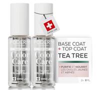 PODERM Vernis à Ongles Couleur Base Coat + Top Coat | Antifongique au Tea Tree, Silicium & Biotine | Renforce, Répare & Camoufle les Ongles Jaunes et Abîmés | Créé par un Podologue - Swiss Made