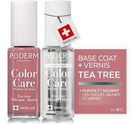 Poderm Vernis À Ongles Couleur Bois De Rose + Base Coat | Antifongique Au Tea Tree, Silicium & Biotine | Renforce, Répare[VV2247]
