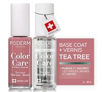 PODERM Vernis à Ongles Couleur Bois de Rose + Base Coat | Antifongique au Tea Tree, Silicium & Biotine | Renforce, Répare & Camoufle les Ongles Jaunes et Abîmés | Créé par un Podologue - Swiss Made