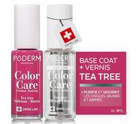 PODERM Vernis à Ongles Couleur Framboise + Base Coat | Antifongique au Tea Tree, Silicium & Biotine | Renforce, Répare & Camoufle les Ongles Jaunes et Abîmés | Créé par un Podologue - Swiss Made