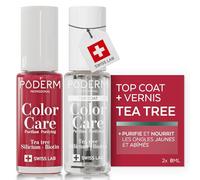 PODERM Vernis à Ongles Couleur Top Coat + Rouge Rose | Antifongique au Tea Tree, Silicium & Biotine | Renforce, Répare & Camoufle les Ongles Jaunes et Abîmés | Créé par un Podologue - Swiss Made