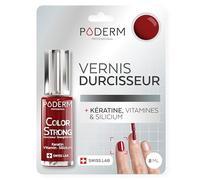 PODERM Vernis Durcisseur Ongles - Biotine, Silicium, Kératine | Répare & Fortifie les Ongles Abîmés, Fragilisés, Cassants par Vernis Semi-permanent & Vieillissement | Swiss Made - Rouge Allure